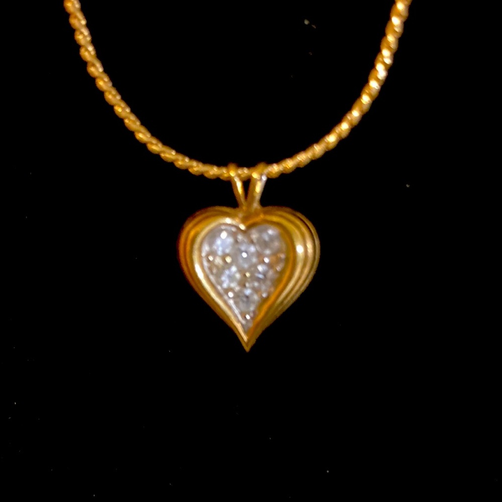 Gold and Crystal Heart Necklace- Avon